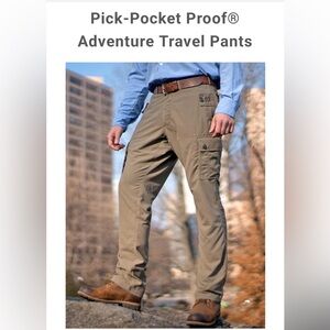Clothing Arts P Cubed Pick Pocket Proof Adventure Travel Pants Cargo Men's 38x30